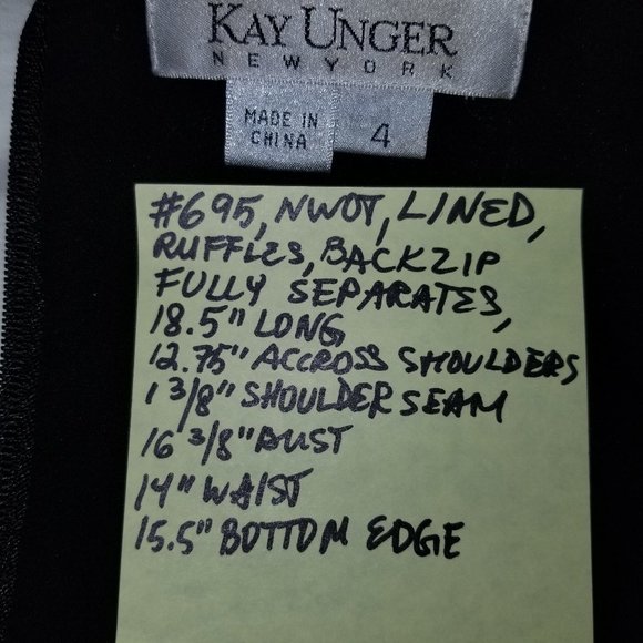 #695 NWOT Kay Unger New York Ruffled Silk Top 4 - Picture 6 of 12